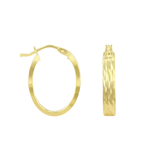 Oval Patterned Hoop Earrings | Pre-Loved | 9K Yellow Gold