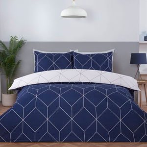 Zen Navy Geometric Duvet Set