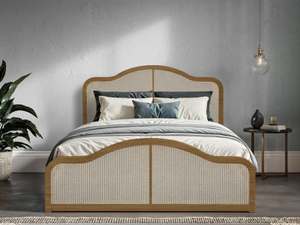 Emporia Beds Kensington Wooden Rattan Ottoman Oak Finish