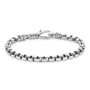 Rebel Silver Blackened Box Chain Bracelet