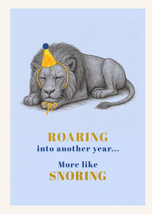 Roaring Into Another Year Illustrated Lion Birthday Card