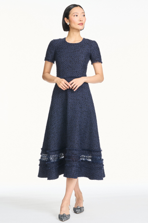 DOMINICA MIDNIGHT BLUE TWEED A-LINE DRESS