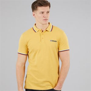Lambretta Mens Triple Tipped Polo Shirt Gold White/Navy/Clay