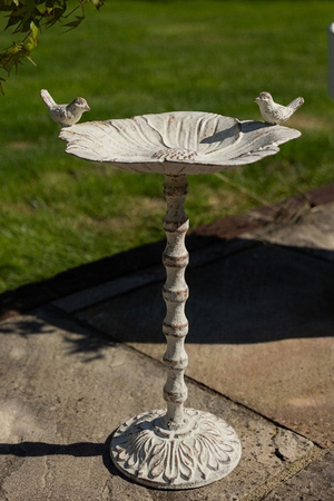 Distressed Metal Flower Bird Bath