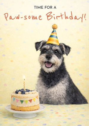 Time For A Paw-Some Birthday Miniature Schnauzer Card