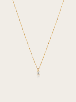 Pippa Solitaire Natural Diamond 18K Yellow Gold 4 Claw Necklet