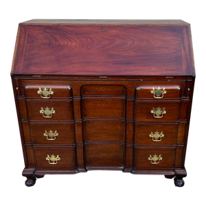 A Antique Centennial Period Chippendale Style Block Front Desk With Ball and Claw Feet, Circa 1880's