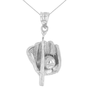 .925 Sterling Silver Baseball Pendant Necklace