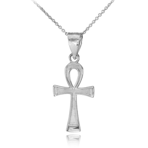 925 Sterling Silver Egyptian Ankh Cross Charm Pendant Necklace