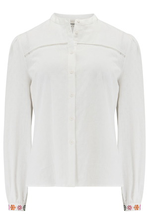 Regina Blouse Off-White, Floral Cuff (M)