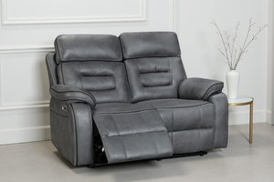 Faux Leather Grey 2 Seater Electric Recliner Sofa VENETIAN