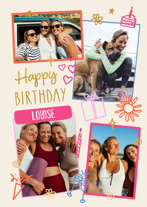 Birthday Icons Collage Photo Upload Card