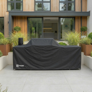 Maze - Outdoor Cover for Ember Linear Outdoor Kitchen with 6 Burner Gas Grill, Sink & Fridge