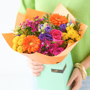 Bright Flowers in a Gift Box