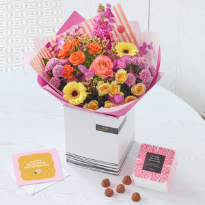 Bright Handmade Mother's Day Bouquet with Chocolates & Card