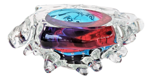 Leon Applebaum Glass Bowl With Protruding Design and Controlled Bubbles Kaleidoscope