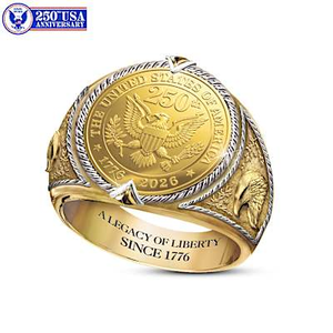 USA 250th Anniversary Golden Eagle Ring Size 10