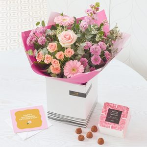 Pastel Mother's Day Bouquet with Chocolates & Card