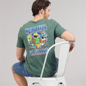 Weird Fish Mens Sea Shanties Artist T-Shirt Dusky Green