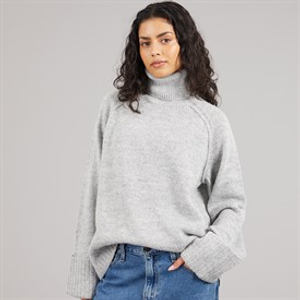 JJXX Womens Ellinora Roll Neck Knit Jumper Light Grey Melange
