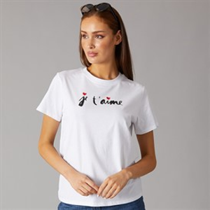 French Connection Womens FC Je T-aime T-Shirt White
