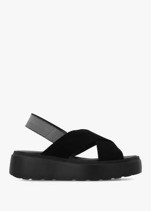 Sofly Black Suede Flatform Sandals