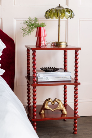 Red Bobbin Square Side Table
