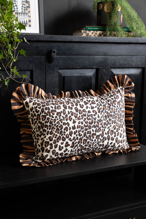 Leopard Print & Stripe Reversible Cushion