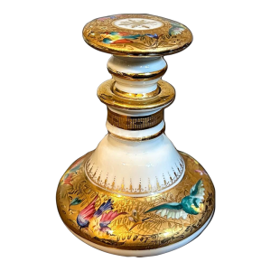 Vintage Camille Le Tallec Hand Painted Limoges Porcelain Perfume Bottle With Song Birds - France
