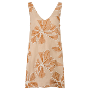 Grace & Maude Brown Floral Valerie Linen Mini Dress (L)