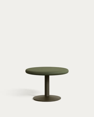 Esilda outdoor round table with green cement top Ø70cm and green steel base Ø42x45cm
