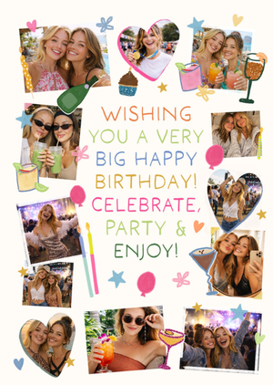 Celebrate Party & Enjoy Photo Upload Birthday Card