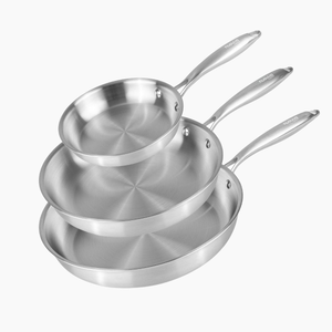 3pcs Stainless Steel Frying Pan Set (18cm, 26cm, 30cm), Induction & Oven Safe
