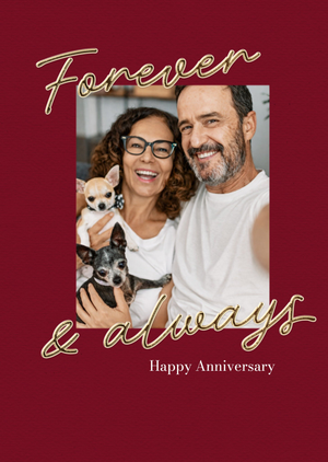 Forever & Always Gold Typography Photo Upload Anniversary Card