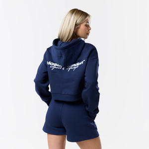 Stacked Crop Hoodie Twinset | Navy