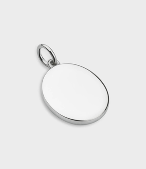 Oval Disc Engraving Charm - Sterling Silver