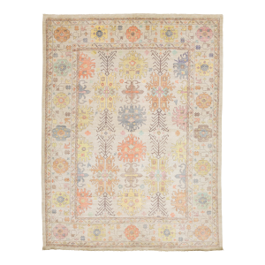 12x16 Hand-Knotted Modern Oushak Style Area Rug Pastel Geometric Tribal Wool Rug