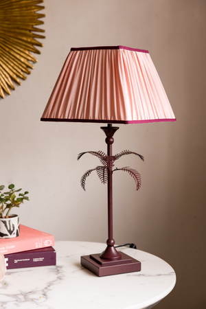 Palm Tree Table Lamp - Pink & Burgundy