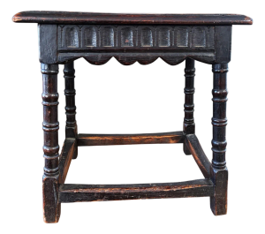 Antique 19th Century English Oak Joint Stool 19" H