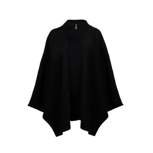Laines Couture Wool Blend Zip Cape - Black (one size)