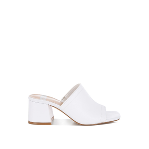 Wuling Slip-On Soft Leather Heels In White By Rag & Co (4 UK)