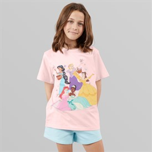 Disney Girls T-Shirt And Shorts Set Pink/Blue
