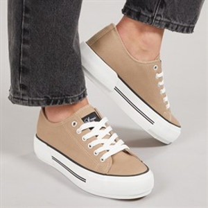 Loyalty And Faith Womens Millie Platform Canvas Trainers Sand