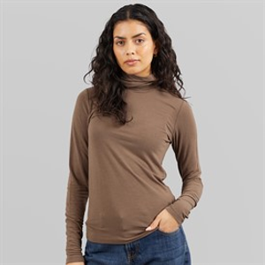 JJXX Womens Nova Long Sleeve High Neck T-Shirt Brown Lentil