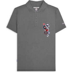 Lambretta Mens Badges Short Sleeve Polo Shirt - XL / Iron Grey