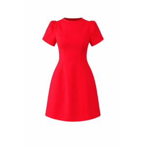 Ami Tulip Sleeve High Neck Mini Dress Red (S)