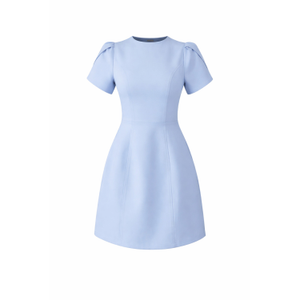 Ami Tulip Sleeve High Neck Mini Dress Sky Blue (S)