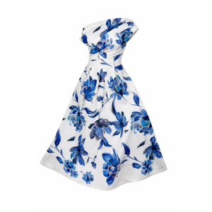 Betty Asymmetric Floral Print Midi Dress Blue (XS)