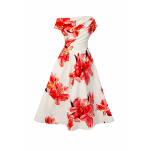 Betty Asymmetric Floral Print Midi Dress Orange (XXL)
