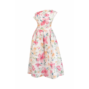 Betty Asymmetric Neckline Skater Midi Dress Print (XXL)